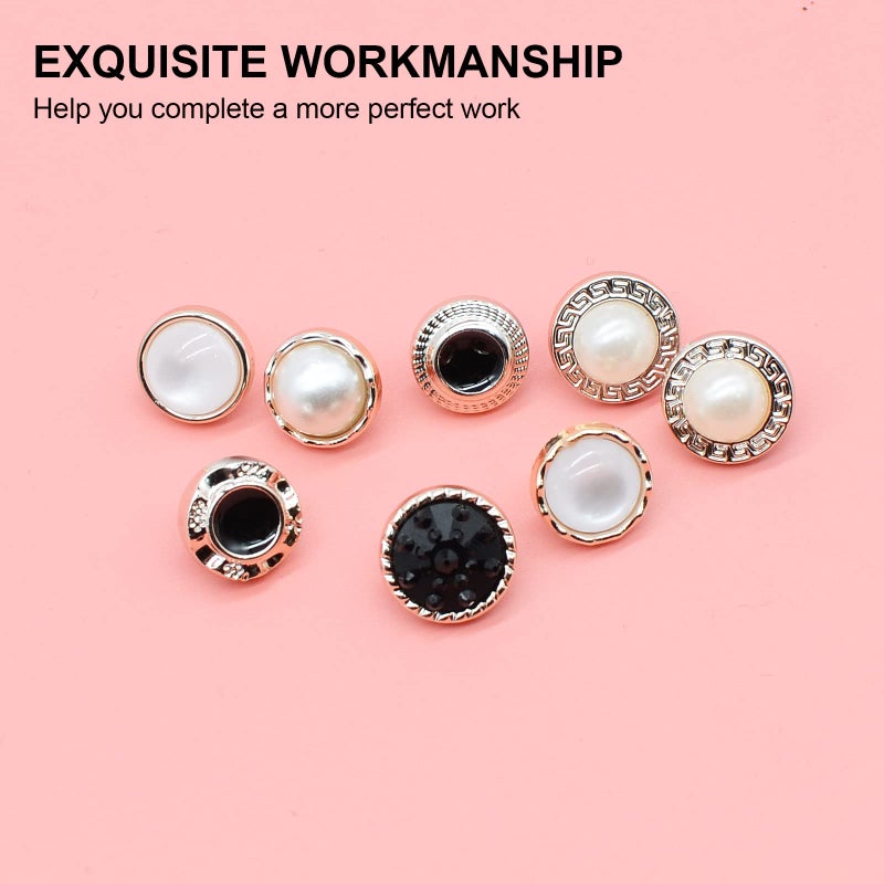 OELFFOW 100Pcs Round Assorted Pearl Buttons, Resin White Pearl Button, Vintage Clothes Sewing Button(10mm,11mm,12mm) with Storage Box, for Crafts Wedding Dress DIY Project - Image 4