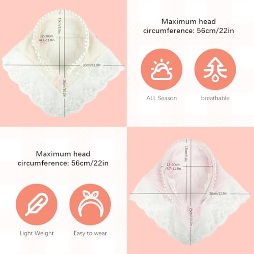 MAYCREATE® 2Pcs Head Scarf for Women Stylish Boho Lace Bandana Countryside Triangle Bow Bandanas Headband Soft Head Coverings Comfy Beach Headwraps Gift Hair Accessories for Women, Girls - Image 2
