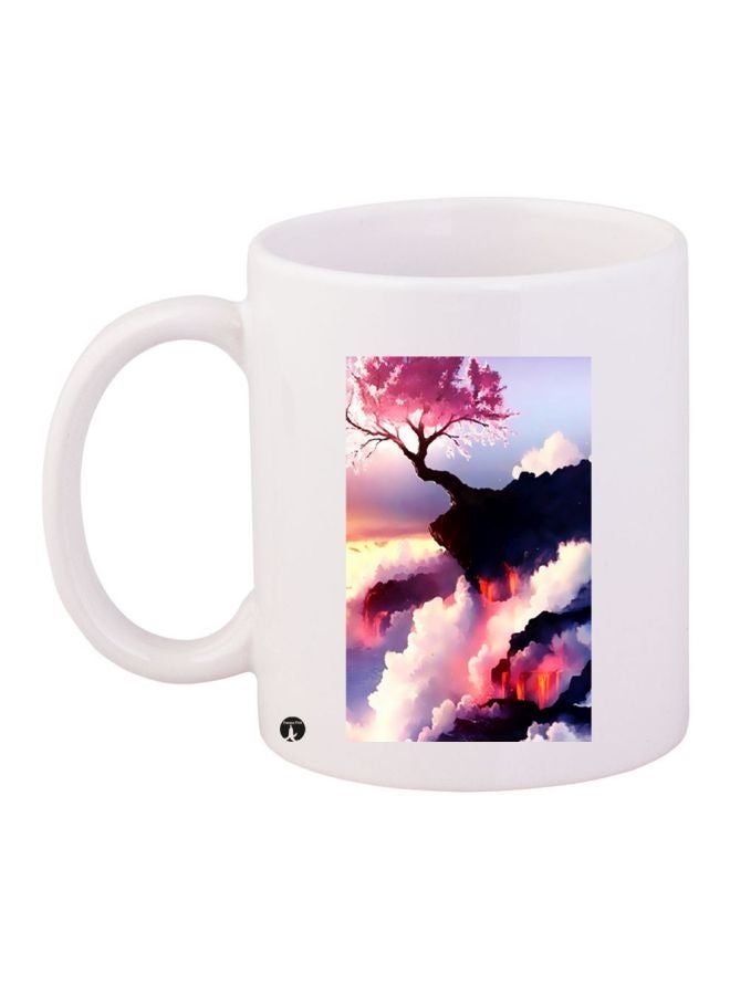 RYN Nature Printed Coffee Mug White/Pink/Blue 11ounce