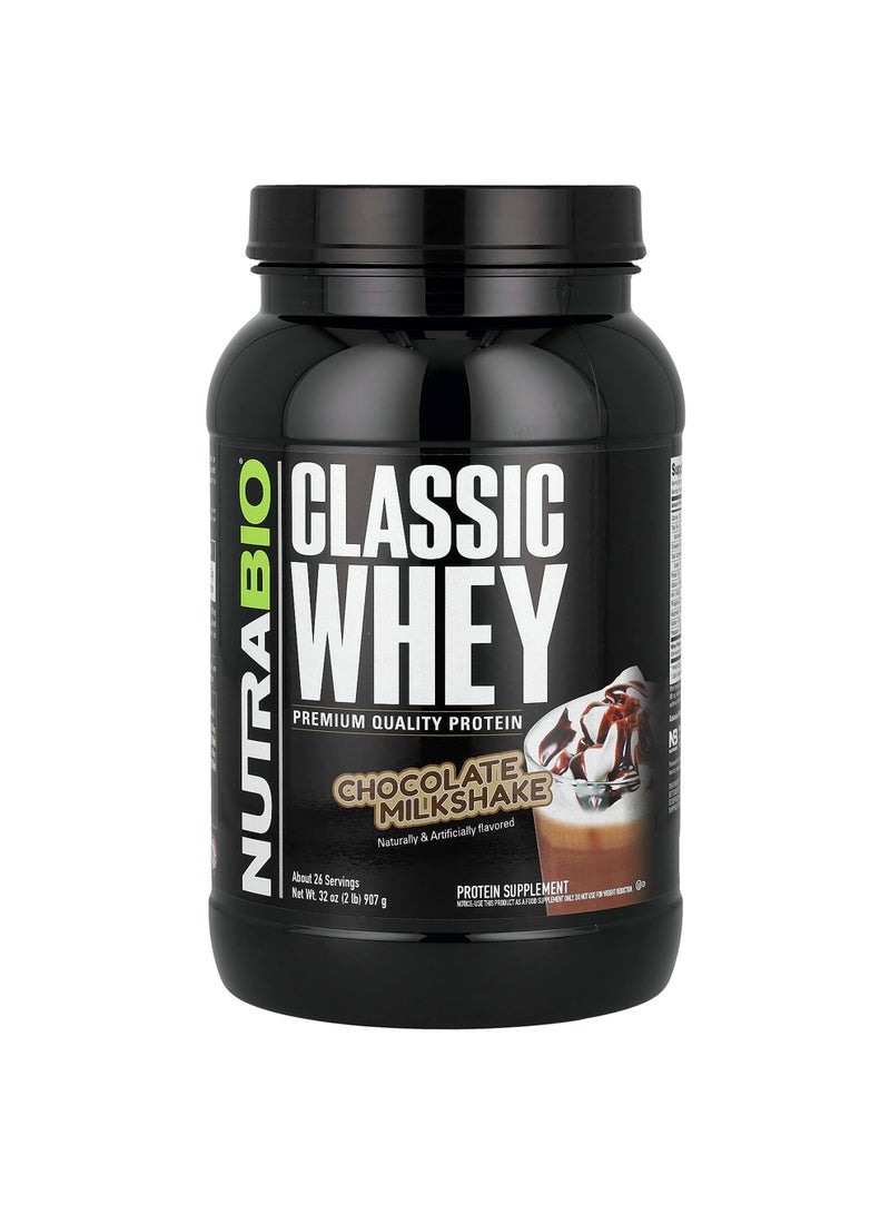 NutraBio Classic Whey Protein, Chocolate Milkshake, 2 lb (907 g)