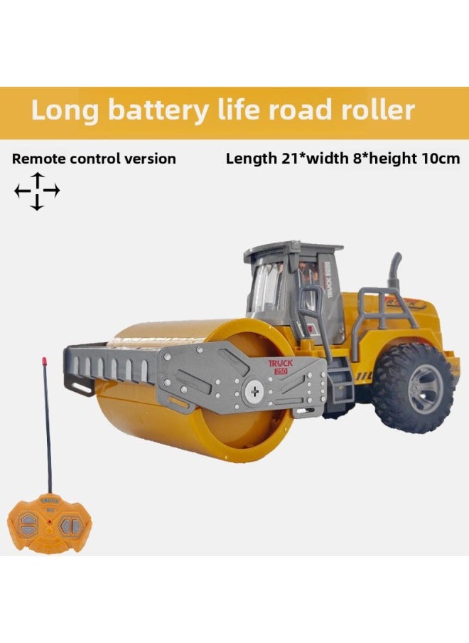 Generic Long Endurance Children's Remote Control Excavation Engineering Bulldozer Road Roller Sanitation Shovel Wooden Car Rc Electric Toy Car-Color:Engineering Roller-Proportion:1:30 (e-commerce) Self-purchased Battery  - Image 1