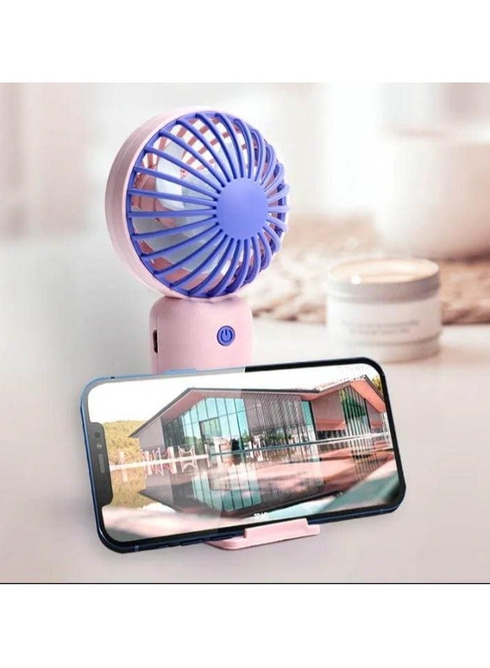 مروحة  يد طاولة صغيرة محمولة قابلة لإعادة الشحن عبر USB - مروحة تبريد صامتة بثلاث سرعات للمكتب والطلاب والسفر، لون أبيض - Image 2