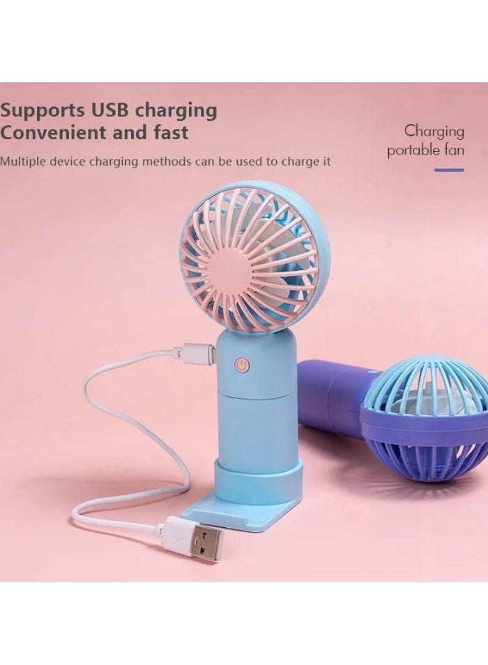 مروحة  يد طاولة صغيرة محمولة قابلة لإعادة الشحن عبر USB - مروحة تبريد صامتة بثلاث سرعات للمكتب والطلاب والسفر، لون أبيض - Image 3