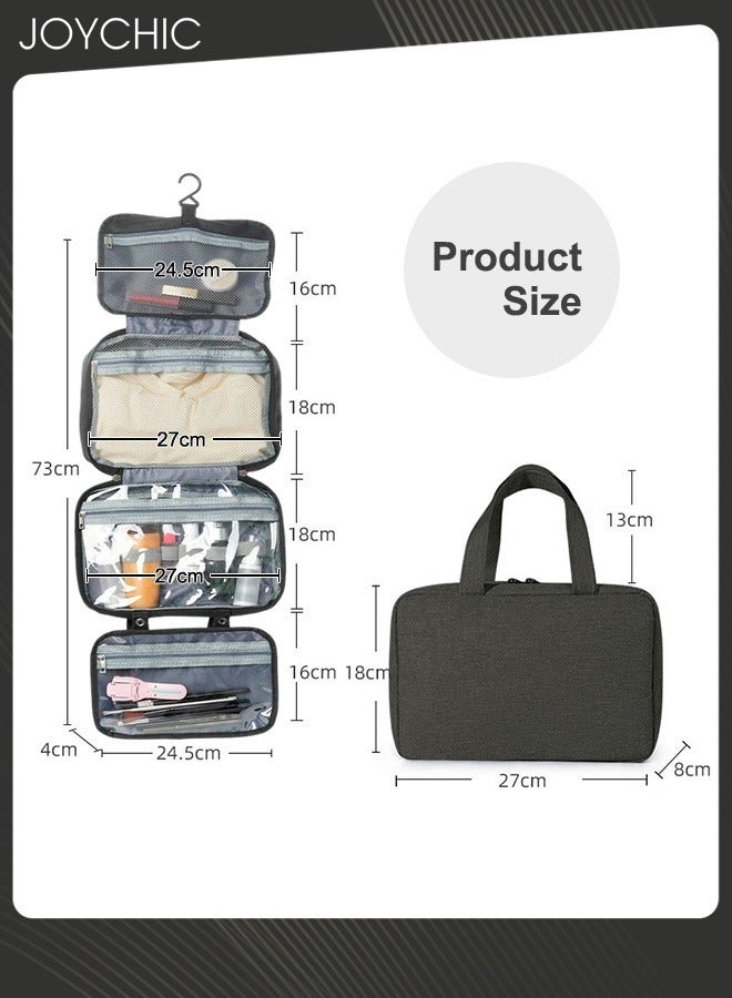 Joychic حقيبة أدوات الزينة المحمولة ذات الأربع طيات لرحلات العمل، بسعة كبيرة، معلقة، متعددة الوظائف، مقاومة للماء، حقيبة تخزين سوداء للنساء والرجال - Image 4