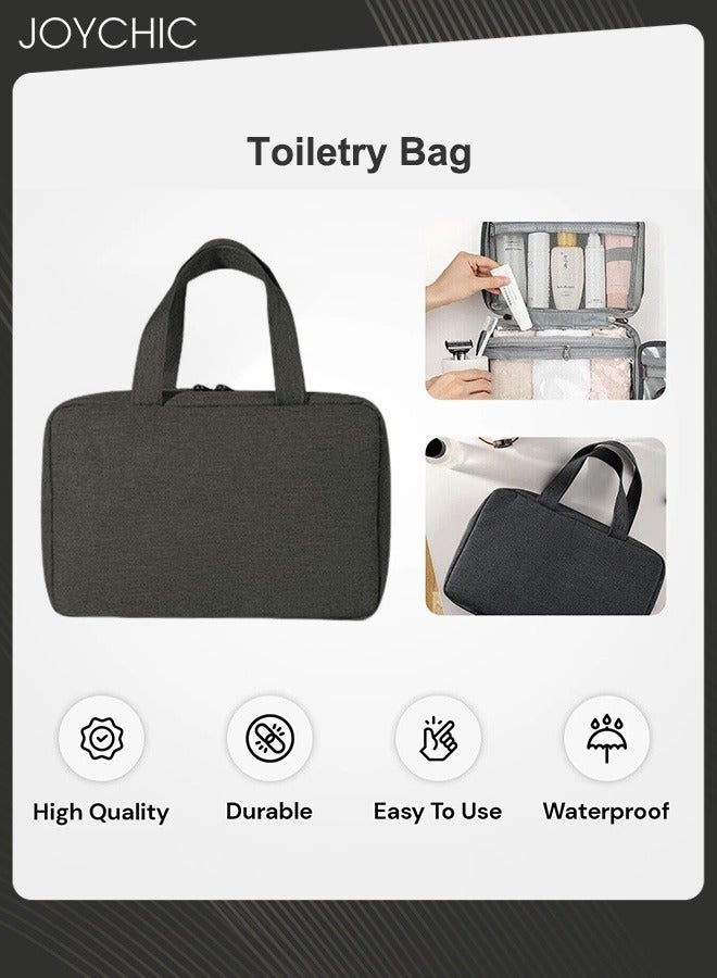 Joychic حقيبة أدوات الزينة المحمولة ذات الأربع طيات لرحلات العمل، بسعة كبيرة، معلقة، متعددة الوظائف، مقاومة للماء، حقيبة تخزين سوداء للنساء والرجال - Image 1