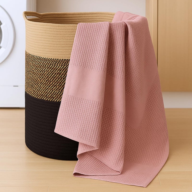 haus & kinder Maple Waffle Bath Towel | Honeycomb Bathing Towels | 100% Cotton Towel for Men, Women | Gym Towels, Spa Towel | Ultra Absorbent Towel | 220 GSM | Quick Dry Solid Dusty Rose, 75x150 Cm (Dusty Rose / 75 cm x 150 cm) - Image 2