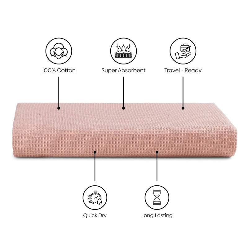 haus & kinder Maple Waffle Bath Towel | Honeycomb Bathing Towels | 100% Cotton Towel for Men, Women | Gym Towels, Spa Towel | Ultra Absorbent Towel | 220 GSM | Quick Dry Solid Dusty Rose, 75x150 Cm (Dusty Rose / 75 cm x 150 cm) - Image 4