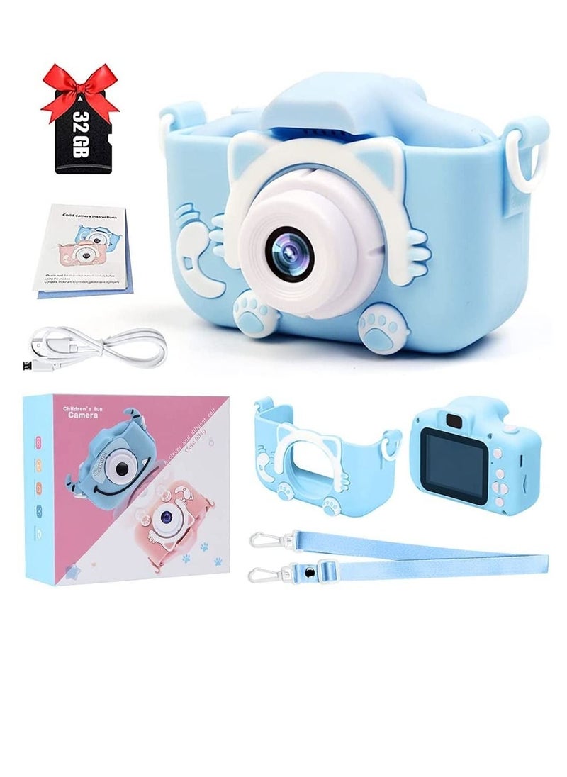 ELTRAZONE - Kids Toy Digital Camera, 2021 Upgrade 1080P Dual Camera 2.0 Inches Screen 20MP HD Video Camcorder with [ 32 GB Memory Card ] Gifts for Child Boys Girls, Best Birthday Gift Games Toy (Blue - Image 1