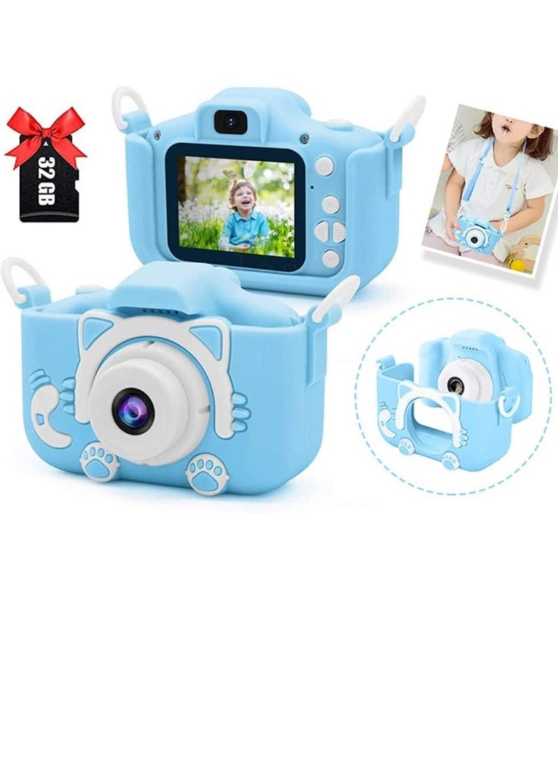 ELTRAZONE - Kids Toy Digital Camera, 2021 Upgrade 1080P Dual Camera 2.0 Inches Screen 20MP HD Video Camcorder with [ 32 GB Memory Card ] Gifts for Child Boys Girls, Best Birthday Gift Games Toy (Blue - Image 1