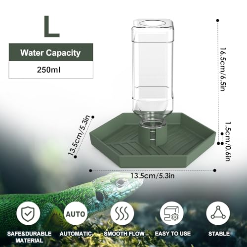 NOMOY Reptile Water DispenserBearded Dragon Water Bowl Small Water Dish for Tortoise Bowls for Reptiles Amphibians L - Image 3