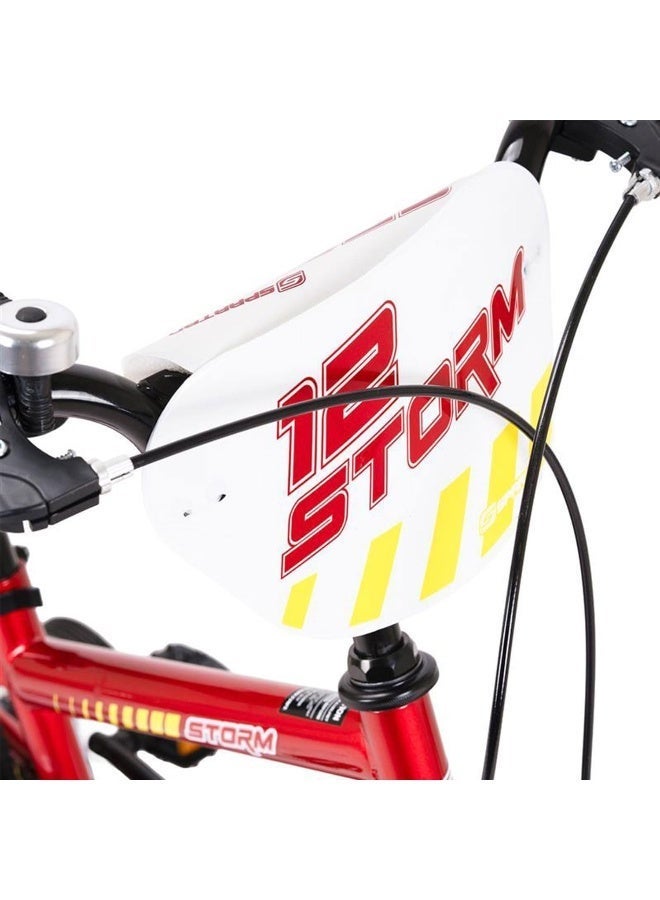 Spartan Storm 12-Inch Kids Bicycle | 12-Inch Wheel Size | Durable Steel Frame With Training Wheels | Dual Brakes, Adjustable Seat, Full Chain Guard & Wide Tires for Safe, Comfortable Riding | Red Color - Image 3