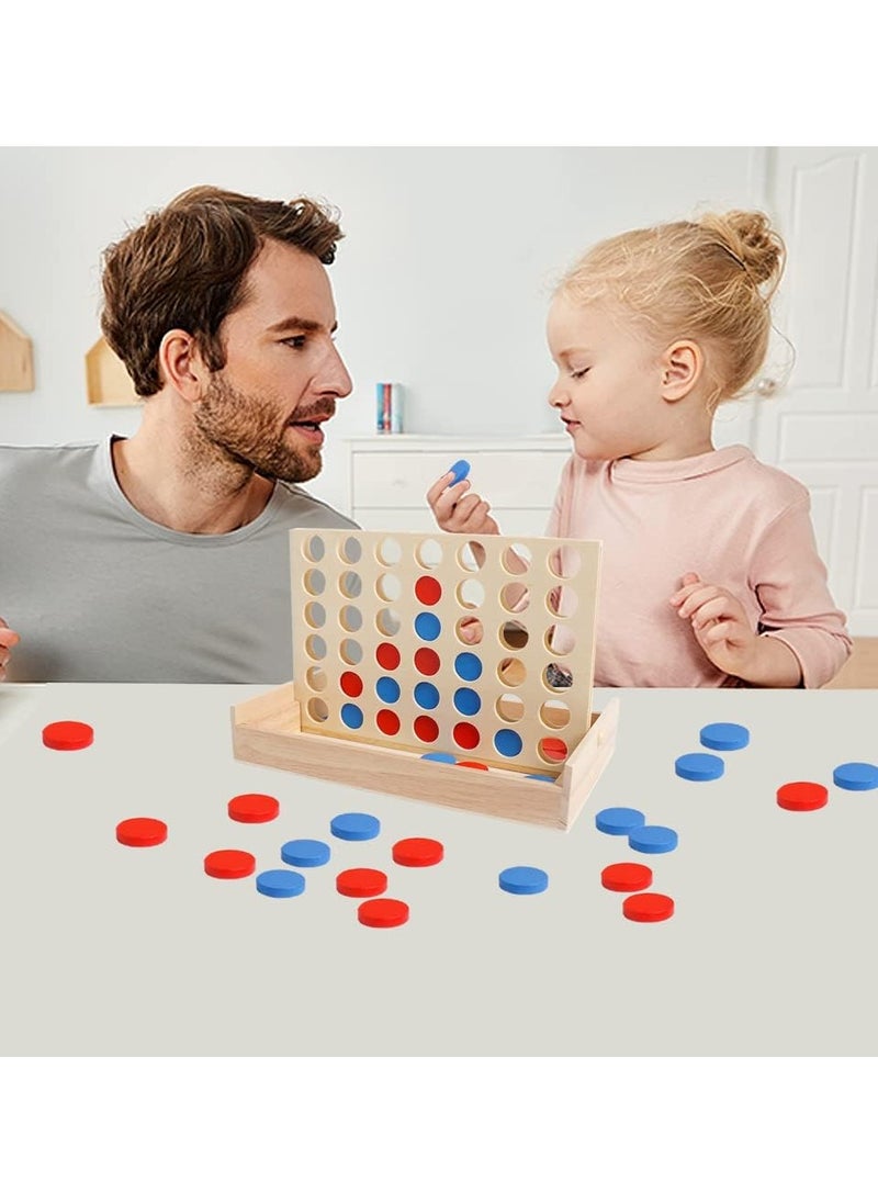 XICEN - Game of Connect 4 Strategy Game 4 in a Row Wooden Connect Board Game Foldable Line up 4 Game Strategy Toy for Kids Children Adults - Image 1