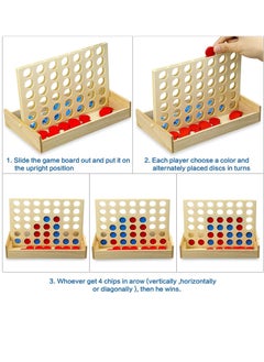 XICEN Game of Connect 4 Strategy Game 4 in a Row Wooden Connect Board Game Foldable Line up 4 Game Strategy Toy for Kids Children Adults  - Image 4