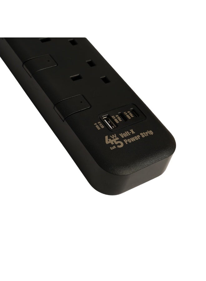 Jeebel Power Extension SASO Certified 2990W with 45W GaN Fast Charging, 4 Independent UK Sockets + USB-C & USB-A, Advanced Safety Protection, 3M Cable - Image 3