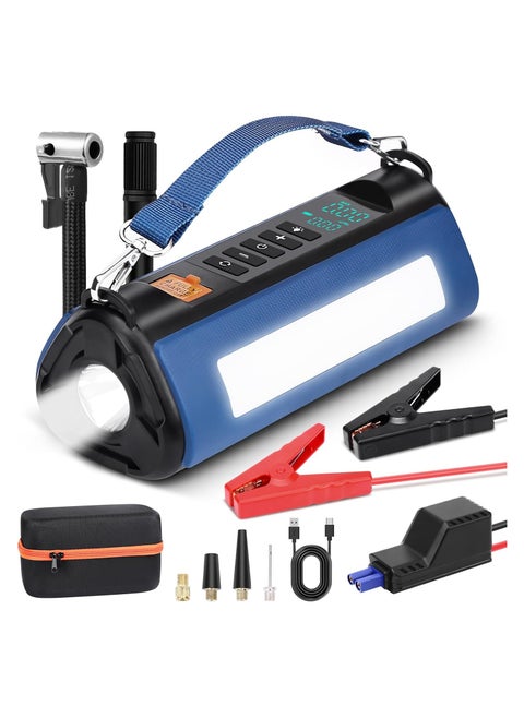 Jump Starter With Air Compressor, Car Battery Jumper Starter Portable, Jump Start Battery Pack(Up 7.0L Gas & 4.0L Diesel Engine), 150 PSI Tire Inflator Portable Air Compressor With Emergency Power Supply 2 Types of Lights
