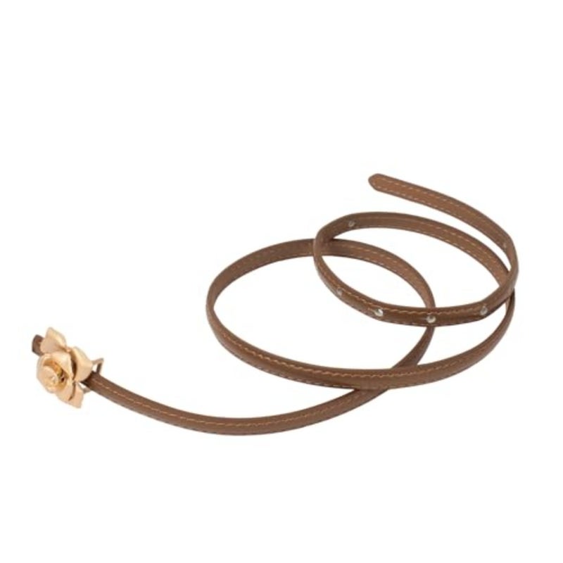 U Scinan Soft Leather Women's Thin Belt 1cm Width - Flower Embellished Adjustable Waist Belt for Dresses, Jeans - Image 3
