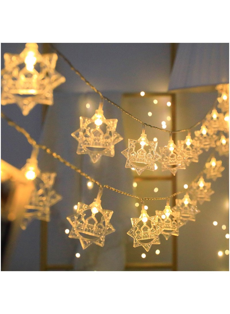 Generic 3M20LED Holiday Decoration Light Octagonal Castle Light String Home Decoration Indoor And Outdoor Decoration Light Warm White  - Image 1