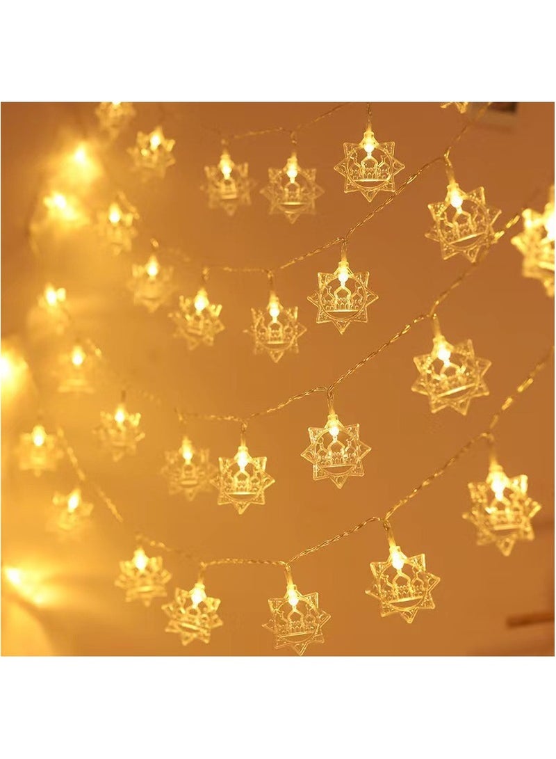 Generic 3M20LED Holiday Decoration Light Octagonal Castle Light String Home Decoration Indoor And Outdoor Decoration Light Warm White  - Image 2