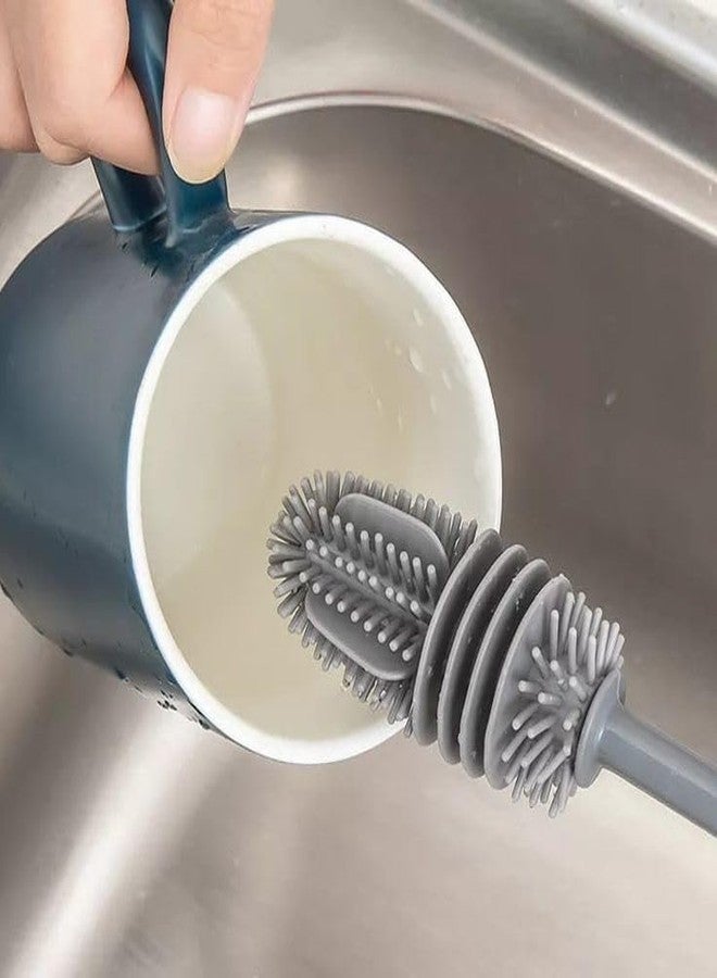 GONIPIMI Silicone Cup Brush Soft Silicone Brush with Long Handle Glass Pipe Home Cleaner Multipurpose Used for Glasses - Image 2