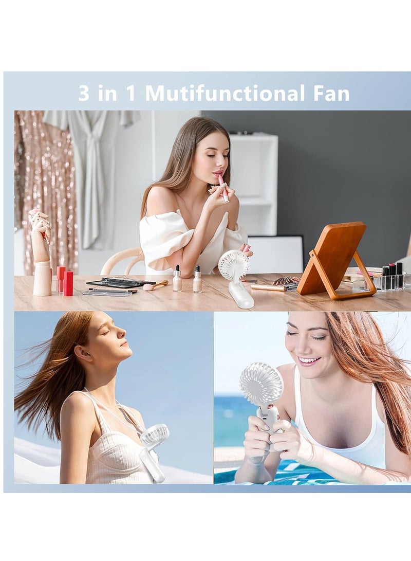 SYOSI Mini Portable Handheld Fan 5 Adjustable Speeds with Lanyard 180° Foldable LED Display Handheld Desk Neck Fan for Travel - Image 5