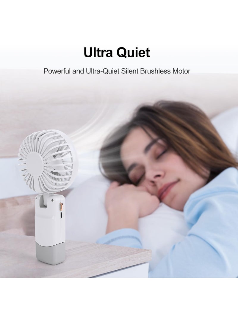 SYOSI Mini Portable Handheld Fan 5 Adjustable Speeds with Lanyard 180° Foldable LED Display Handheld Desk Neck Fan for Travel - Image 4