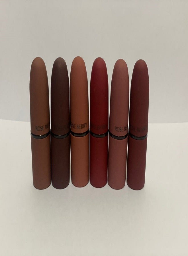 ROSE BERRY أحمر شفاه غير لامع ومكثف 6 قطع يدوم حتى 24 ساعة بألوان متعددة - Image 2