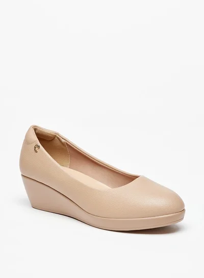 لو كونفورت Women's Textured Slip-On Ballerina Shoes with Wedge Heels