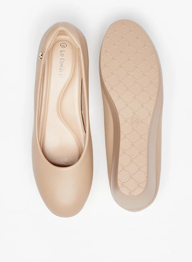 لو كونفورت Women's Textured Slip-On Ballerina Shoes with Wedge Heels