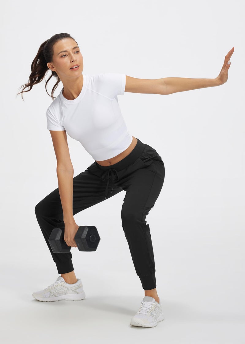 Libin Joggers for Women Tall/Regular/Petite Dance Sweatpants Athletic Workout Trousers Pants Tapered Casual Teacher Yoga Pants for Running Golf Work Cloths, Black M - Image 5