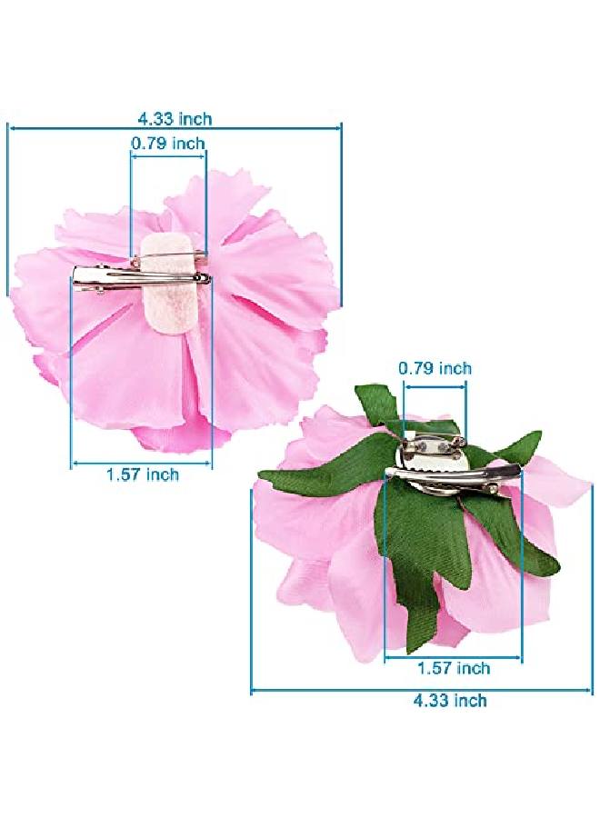 BETITETO Large Floral Hair Clips 8 Pieces Set Includes 4Pcs Peony Flower Hair Clips And 4Pcs Rose Flower Hair Barrette Accessories For Flamenco Dancer Beach Party Wedding Event (Pink+Red+White+Yellow) - Image 5