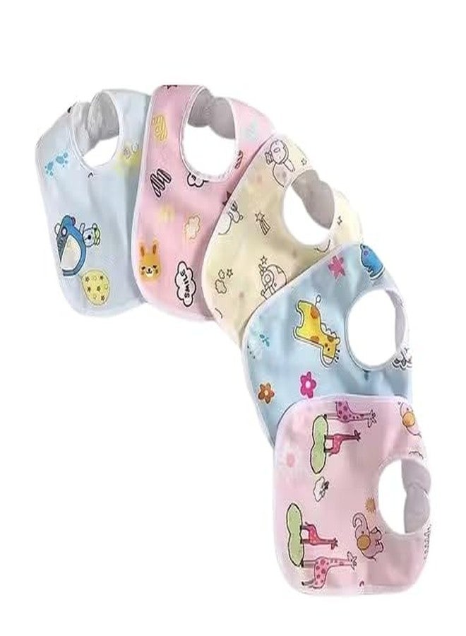 Joy Buzz Waterproof Spill Resistant Baby Feeding Printed Cotton Bibs With Snap Button Closure for 6 to 12 months new born baby/toddler- Pack of 5 (Multicolor 8) - Image 1