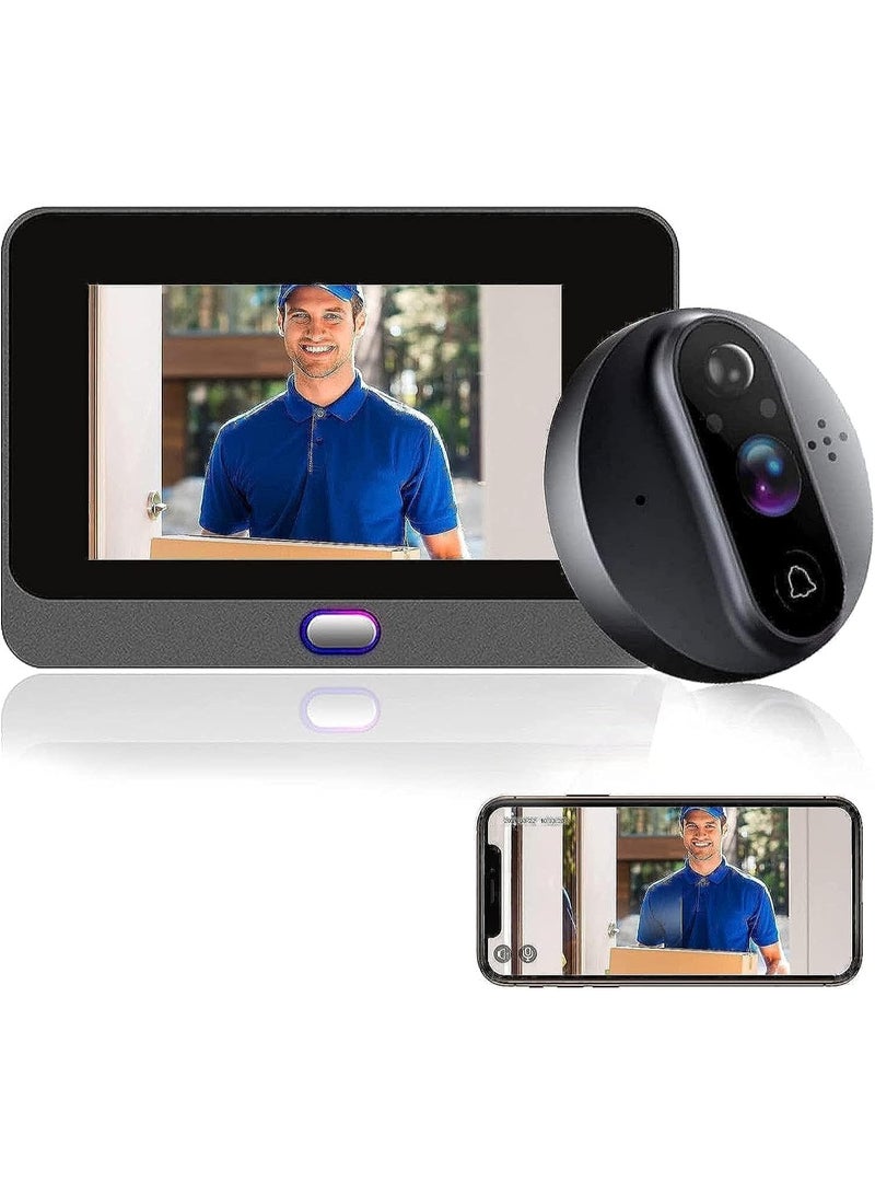 BlueFire Smart Video Doorbell with Indoor Screen Wireless Door Camera Two Way Audio Night Vision Black - Image 2