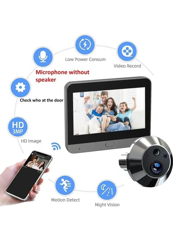 BlueFire Smart Video Doorbell with Indoor Screen Wireless Door Camera Two Way Audio Night Vision Black - Image 3