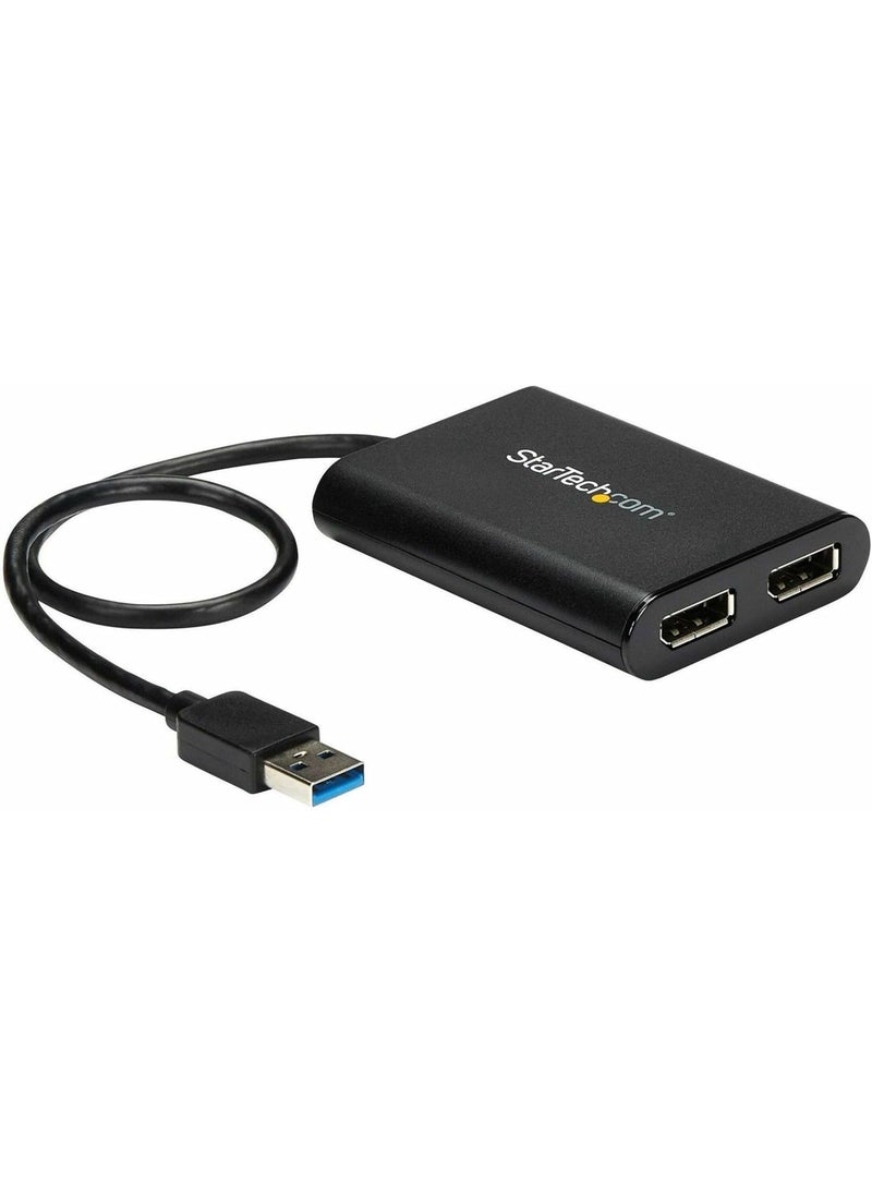 StarTech StarTechcom USB 30 to Dual DisplayPort Adapter 4K 60Hz DisplayLink Certified Video Converter with External Graphics Card  Mac  PC USB32DP24K60 Black  - Image 1