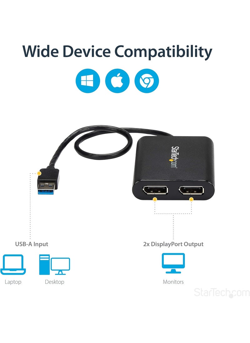 StarTech StarTechcom USB 30 to Dual DisplayPort Adapter 4K 60Hz DisplayLink Certified Video Converter with External Graphics Card  Mac  PC USB32DP24K60 Black  - Image 5