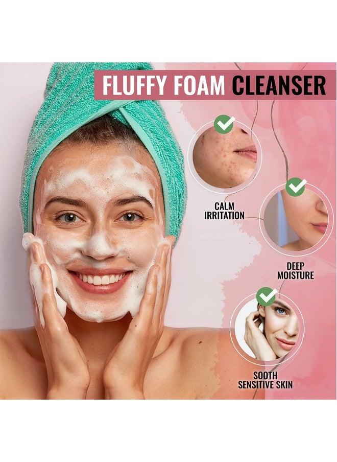 LOOKATME Korean Face Wash for Sensitive Skin - Water Based Bubble Skincare Cleanser - K Beauty Natural Acne Foaming Cleaner - Hydrating Skin Care Cleansing Foam with Low pH - Aloe Vera  - Image 2