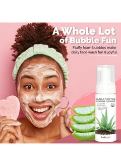 LOOKATME Korean Face Wash for Sensitive Skin - Water Based Bubble Skincare Cleanser - K Beauty Natural Acne Foaming Cleaner - Hydrating Skin Care Cleansing Foam with Low pH - Aloe Vera  - Image 5