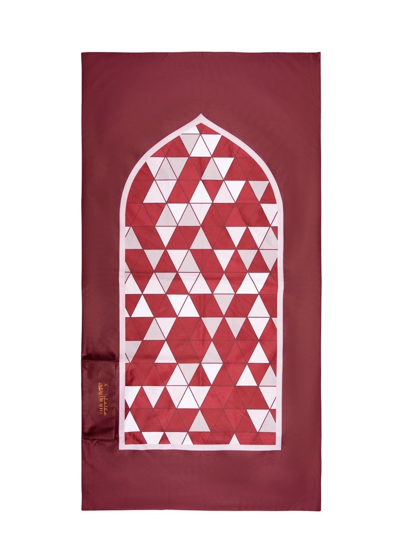 Hilalful HilalFul Salah On The Go Polyester Prayer Mat - Red Mosaic | Muslim Praying Rug for Kids/Children | Water Resistant | Anti-Slip | Islamic Gift for Eid, Ramadan | For Travel | Lightweight  - Image 1