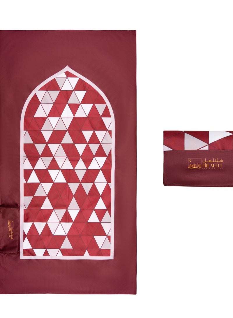 Hilalful HilalFul Salah On The Go Polyester Prayer Mat - Red Mosaic | Muslim Praying Rug for Kids/Children | Water Resistant | Anti-Slip | Islamic Gift for Eid, Ramadan | For Travel | Lightweight  - Image 2