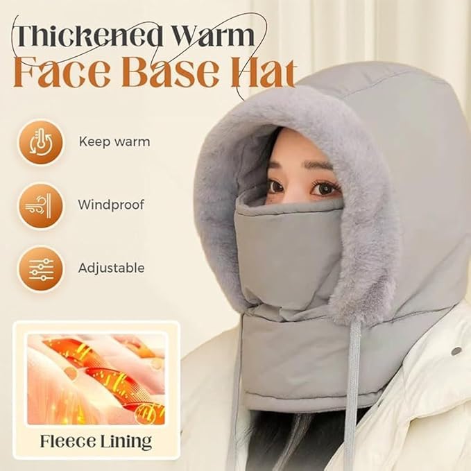 Runmay 1Pcs, Thermal Fleece Hooded Scarf for Women & Men – Winter Balaclava with Fleece Lined Hood | Warm Ski Mask, Face & Neck Cover | Cold Weather Gear for Outdoor Sports Grey - Image 4