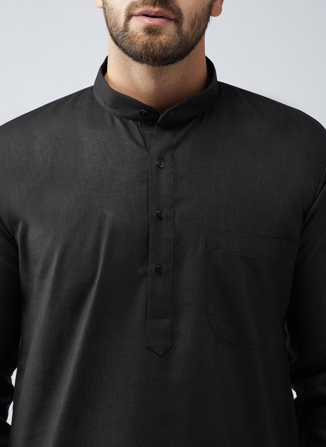 Sojanya قميص أسود سادة مع شرويدر للرجال - Image 2