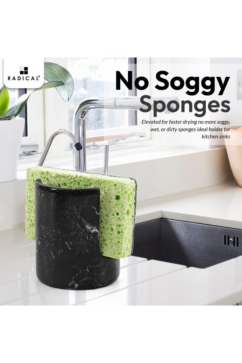 RADICALn Black Marble Sponge Holder | 3.5" Handmade Kitchen Sink & Dish Sponge Organizer - Image 5