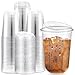 Baderke 100 Pcs Plastic Cups with Sip Lids Round Bottom Disposable Plastic Coffee Cups with Lids Clear Strawless Crystal Mugs for Iced Coffee Smoothie Cold Beverage Party Catering Supplies 16 oz - Image 1