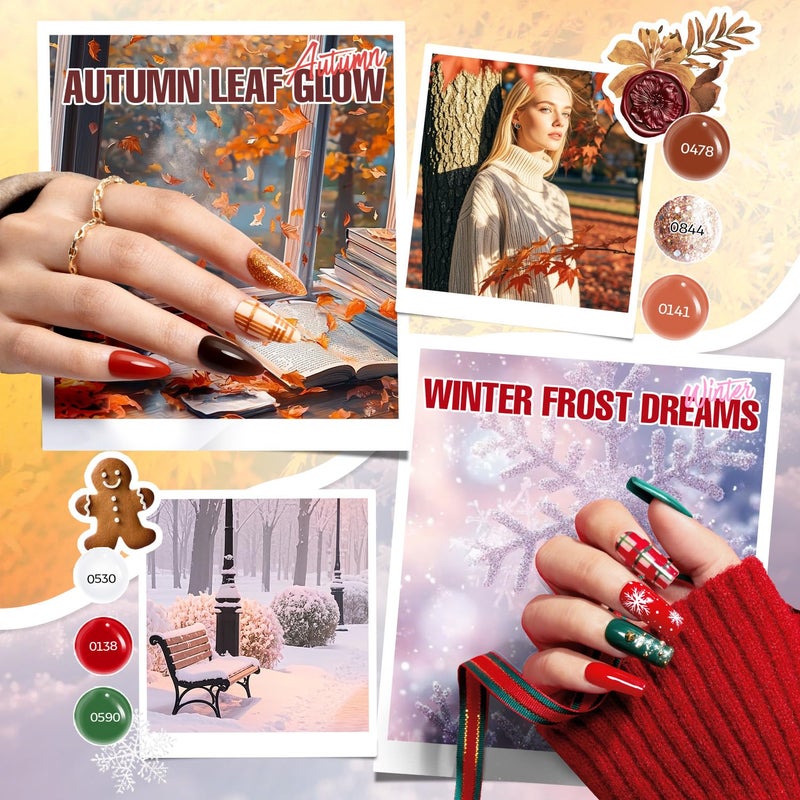 MEFA Gel Nail Polish Kit with U V Light, 32 Colors All Seasons Nude Gel Nail Polish Set with Base and Matte/Glossy Glitter Top Coat Nail Art DIY Decorations Manicure Tools Gifts for Women - Image 3