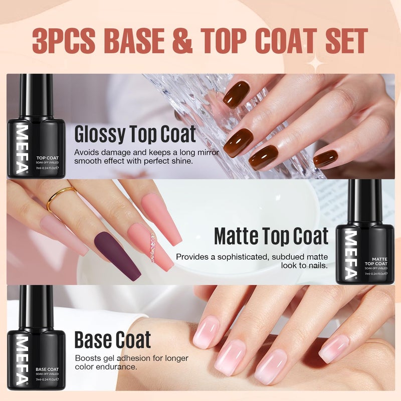 MEFA Gel Nail Polish Kit with U V Light, 32 Colors All Seasons Nude Gel Nail Polish Set with Base and Matte/Glossy Glitter Top Coat Nail Art DIY Decorations Manicure Tools Gifts for Women - Image 5