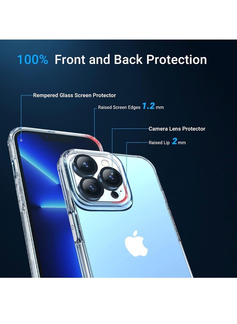 DUSALA [5 in 1 Designed for iPhone 13 Pro Clear Case with Screen Protector[2 Pack] +Camera Lens Protector[2 Pack], Military Grade Drop Protection Transparent Cover 6.1 Inch - Image 3