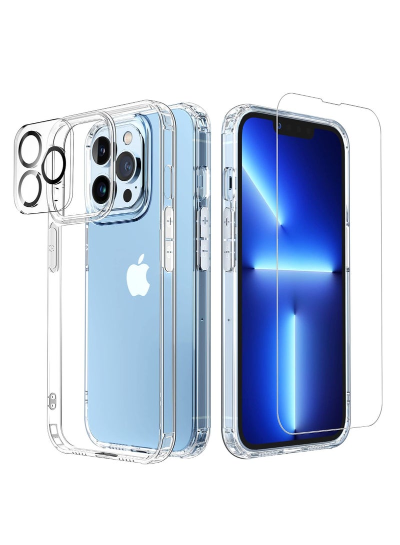 DUSALA [5 in 1 Designed for iPhone 13 Pro Clear Case with Screen Protector[2 Pack] +Camera Lens Protector[2 Pack], Military Grade Drop Protection Transparent Cover 6.1 Inch - Image 1