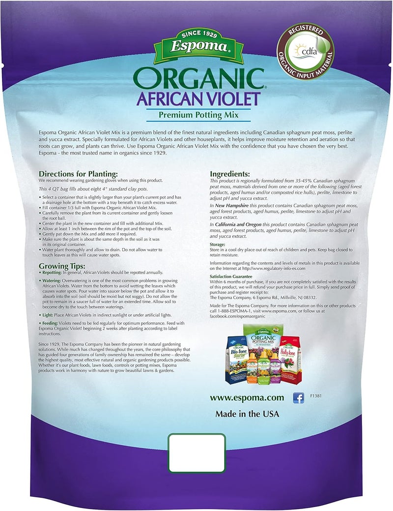 Espoma Organic African Violet Potting Mix, 4-Quart - Premium Soil for Houseplants - Image 2