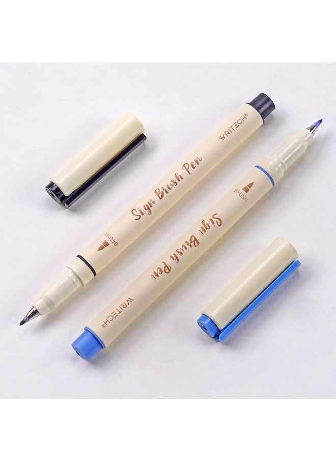 WRITECH Arts Sign Brush Pen Brush Tip Marker Felt Tip Water Based Ink Color Pens 12 Assorted Pastel Colors Great For Lettering, Journaling, Calligraphy (Natural)  - Image 4
