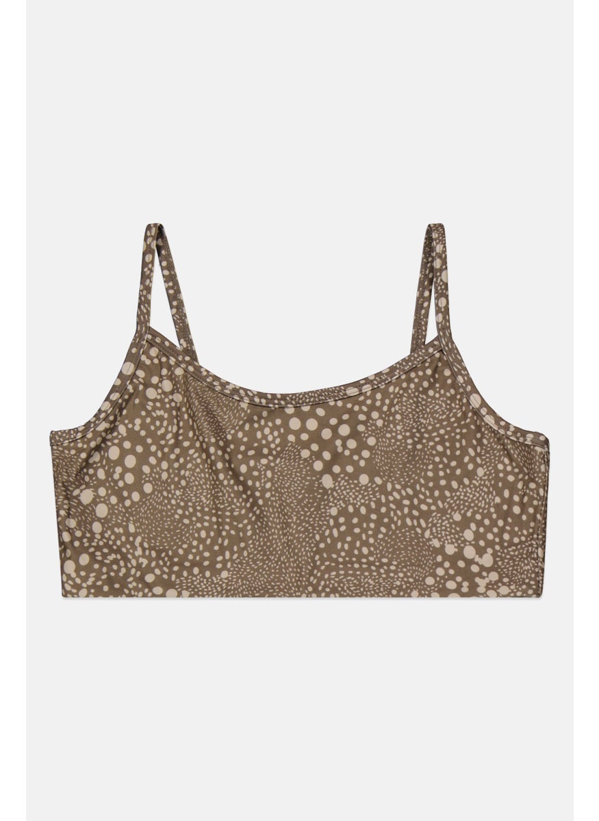 Sage Collective Women Polka Dots Non Padded Non Wired Bralette, Dark Olive  - Image 1